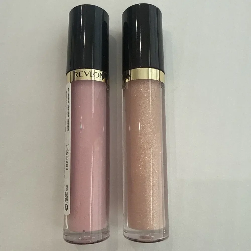 2 Revlon Super Lustrous Lip Gloss, Non-Sticky, Hydrating, Shine SKY & SNOW PINK